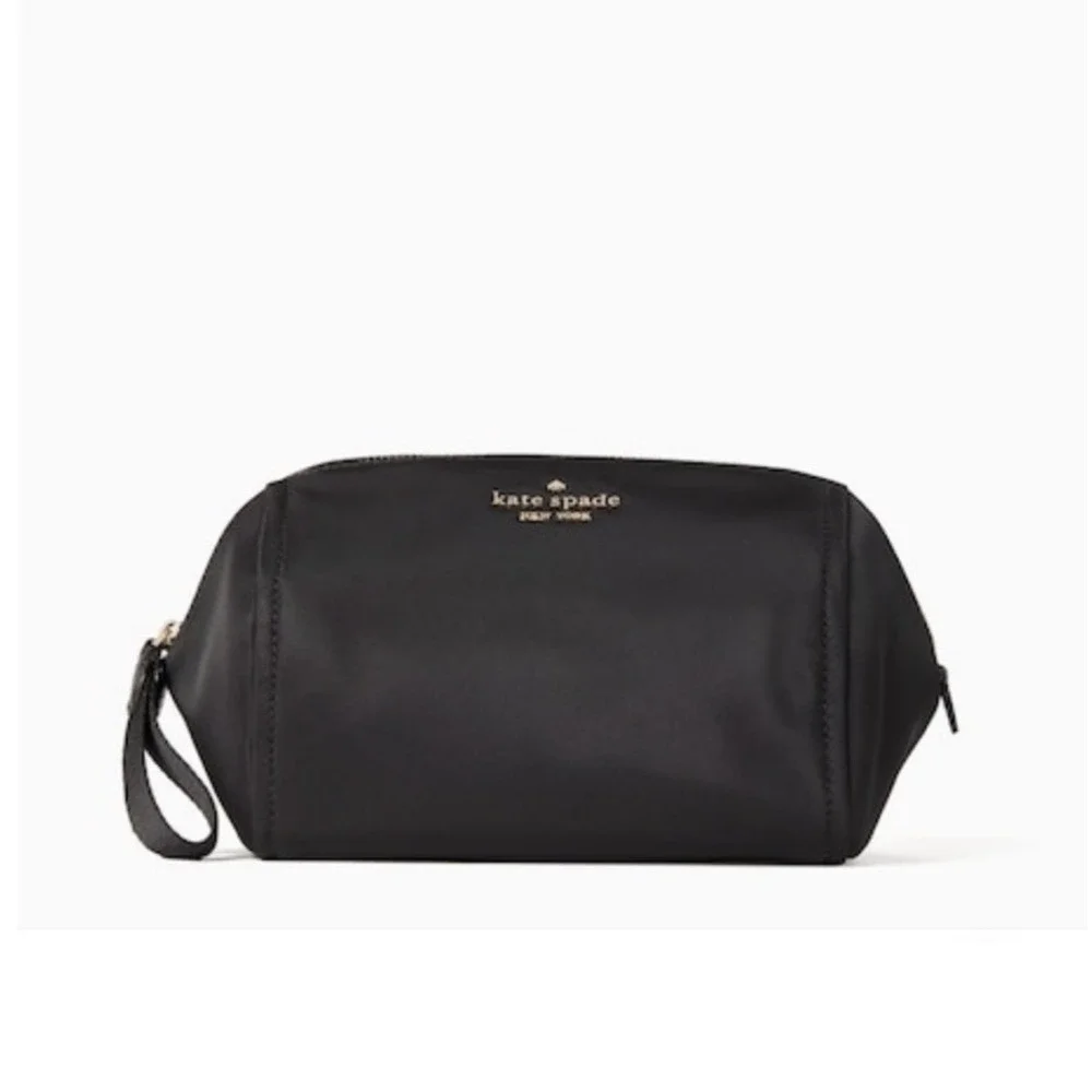 Kate Spade Chelsea Cosmetic Bag Womens Medium Black Excellent Nylon WLR00618